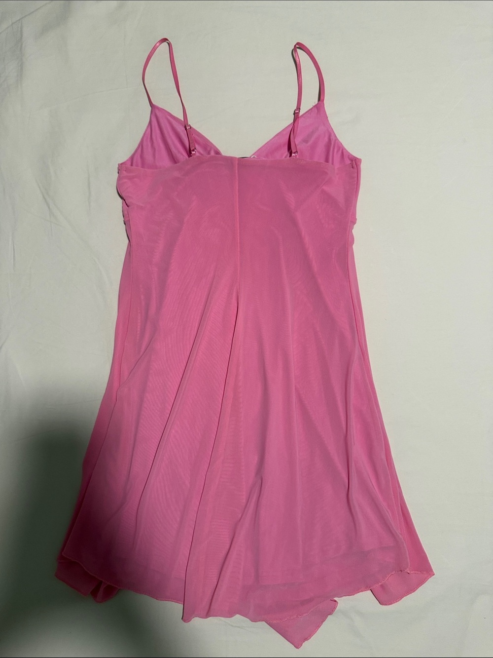 Pink Mesh Party Flowy Ruffle Mini Dress - Picture 4 of 5